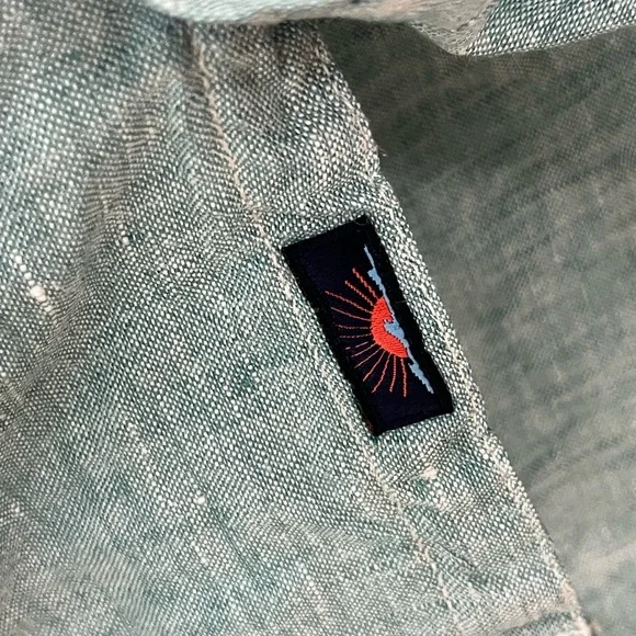 Faherty Light Teal Linen Long Sleeve Collared Buttonup Chest Pockets Size Medium - Picture 5 of 6